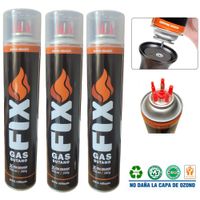 3 Gas Butano FIX Ultra Refinado Recarga Todo Tipo Encendedores Soplete