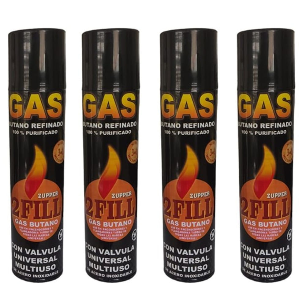 4 Gas Butano Ultra Refinado Recarga Todo Tipo Encendedores