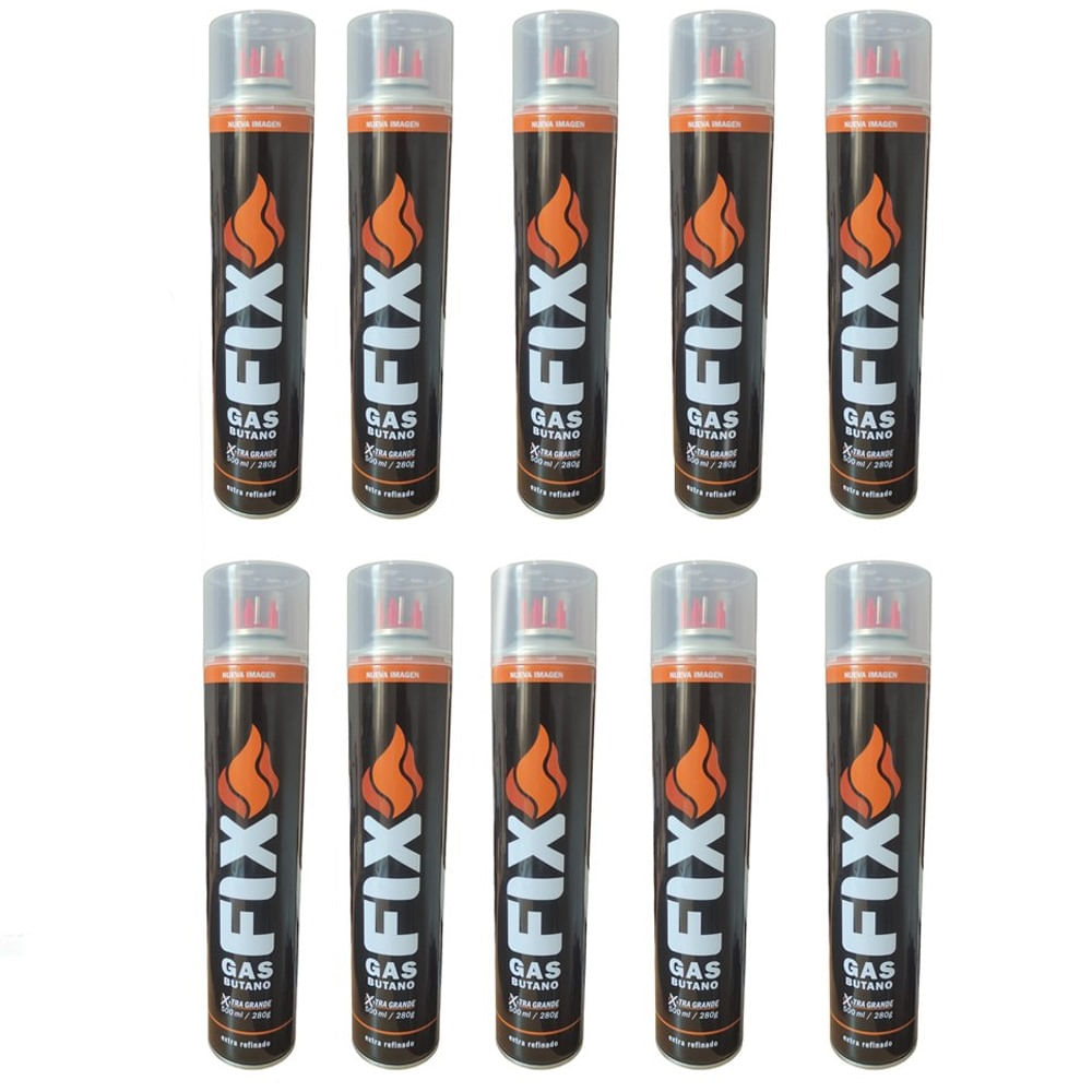 10 Gas Butano FIX Ultra Refinado Recarga Todo Tipo Encendedores Soplete