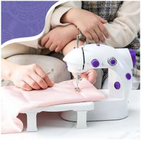 Maquina de Coser Eléctrica Portátil con Pedal y Mesa Soporte Morado