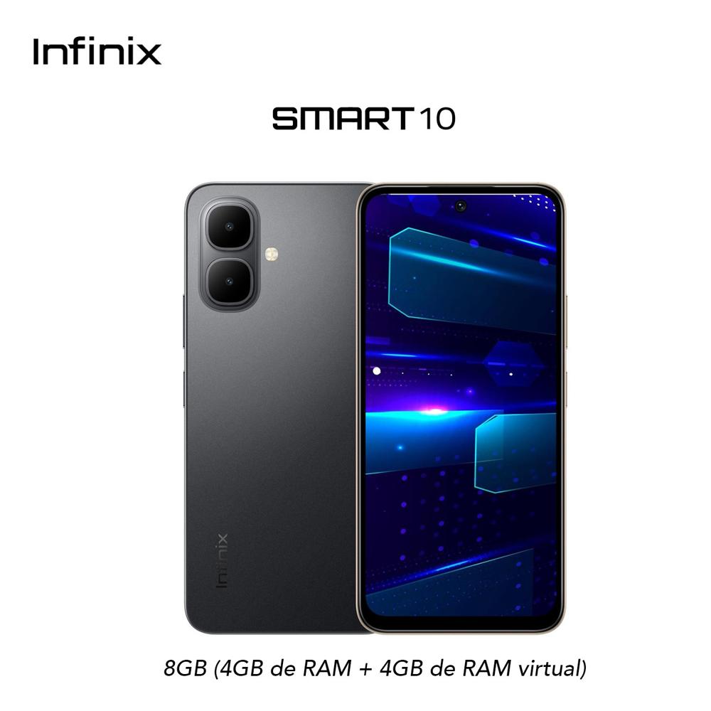INFINIX SMART 10 4GB RAM Y 4GB EXTENDIDA CON 256GB MEMORIA INTERNA COLOR NEGRO REGISTRADO