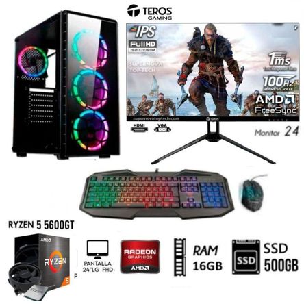 Computadora Pc Gamer RYZEN 5 5600GT Ram 16GB DISCO SSD 500GB Monitor 24 FHD Computadora Pc Gamer RYZEN 5 5600GT Ram 16GB DISCO SSD 500GB Monitor 24 FHD
