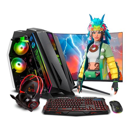 COMPUTADORA GAMER HAKU RGB RYZEN 7 5700G 32GB 500GB 24 CURVO MI PC LISTA MIPCLISTA