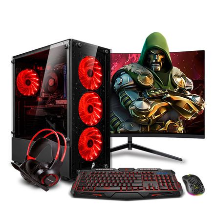 COMPUTADORA GAMER HAKU RED PLUS RYZEN 5 8600G 16GB DDR5 500GB 24 CURVO MI PC LISTA MIPCLISTA