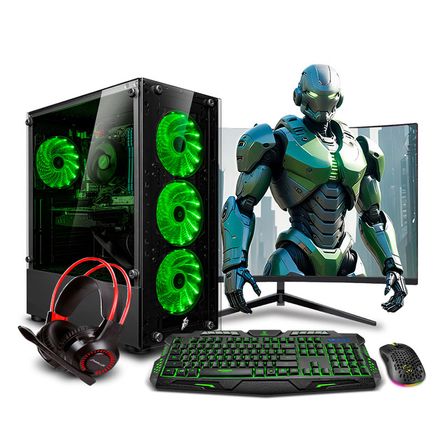 COMPUTADORA GAMER HAKU GREEN PLUS RYZEN 7 8700G 16GB DDR5 500GB 24 CURVO MI PC LISTA MIPCLISTA