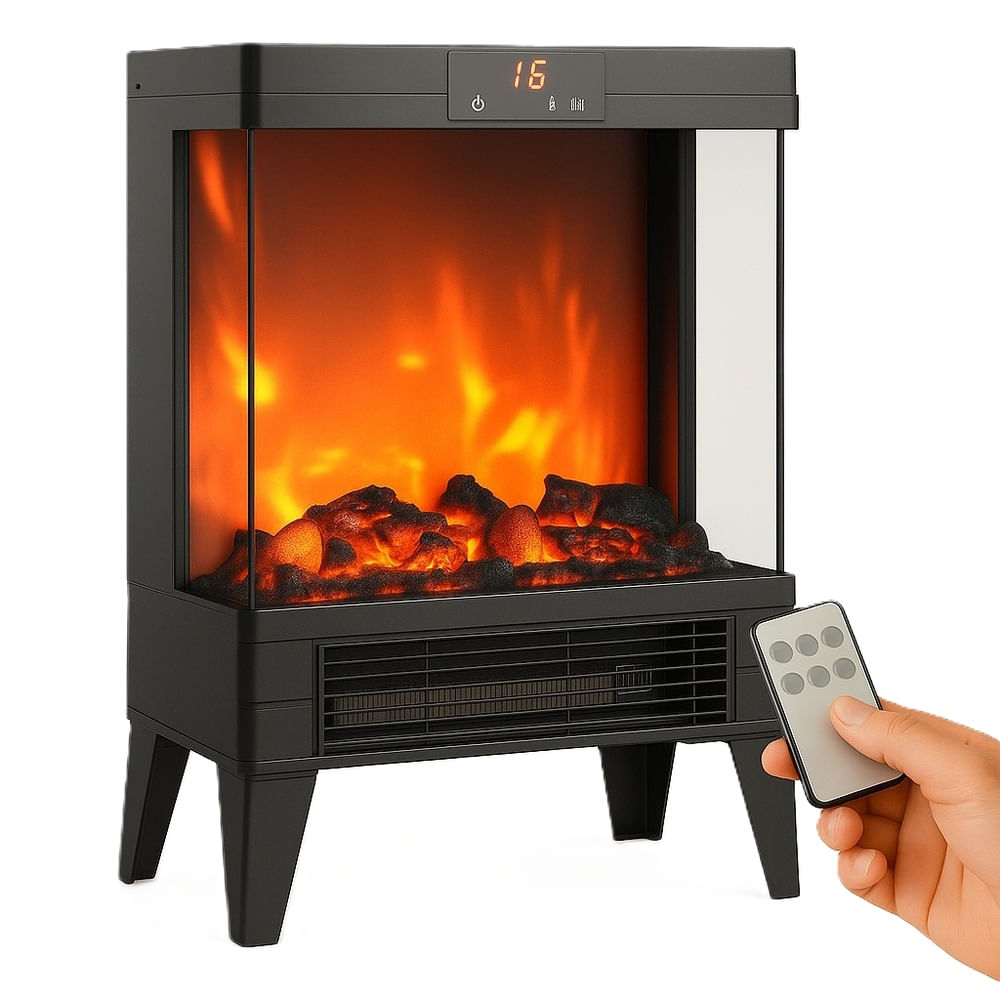 Chimenea Eléctrica Calefactor Portátil Negro