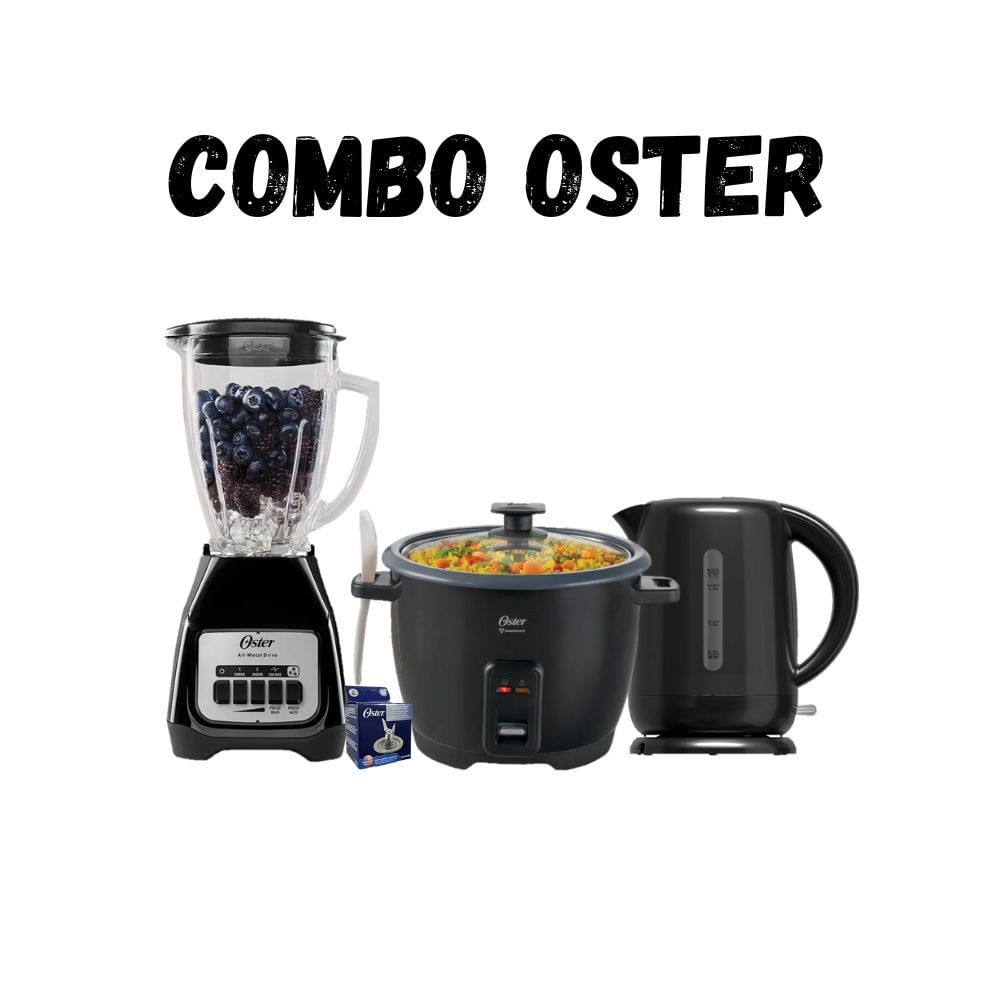 Combo OSTER Olla Arrocera + Licuadora + Hervidor + Cuchilla