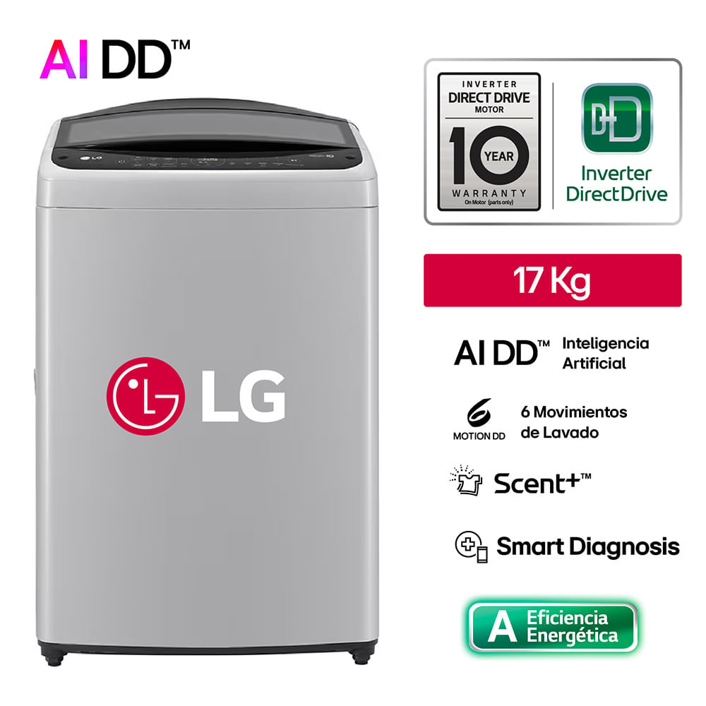 Lavadora Automática LG WT17DV6T 17kg Gris