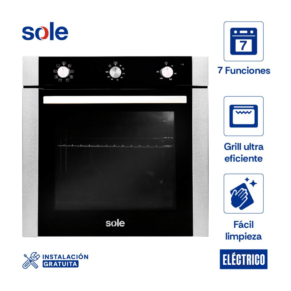 Horno Empotrable Eléctrico Sole Perfect 65L Acero Inoxidable Negro