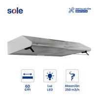 Campana Extractora 80cm Sole Hera Acero Inoxidable Plata