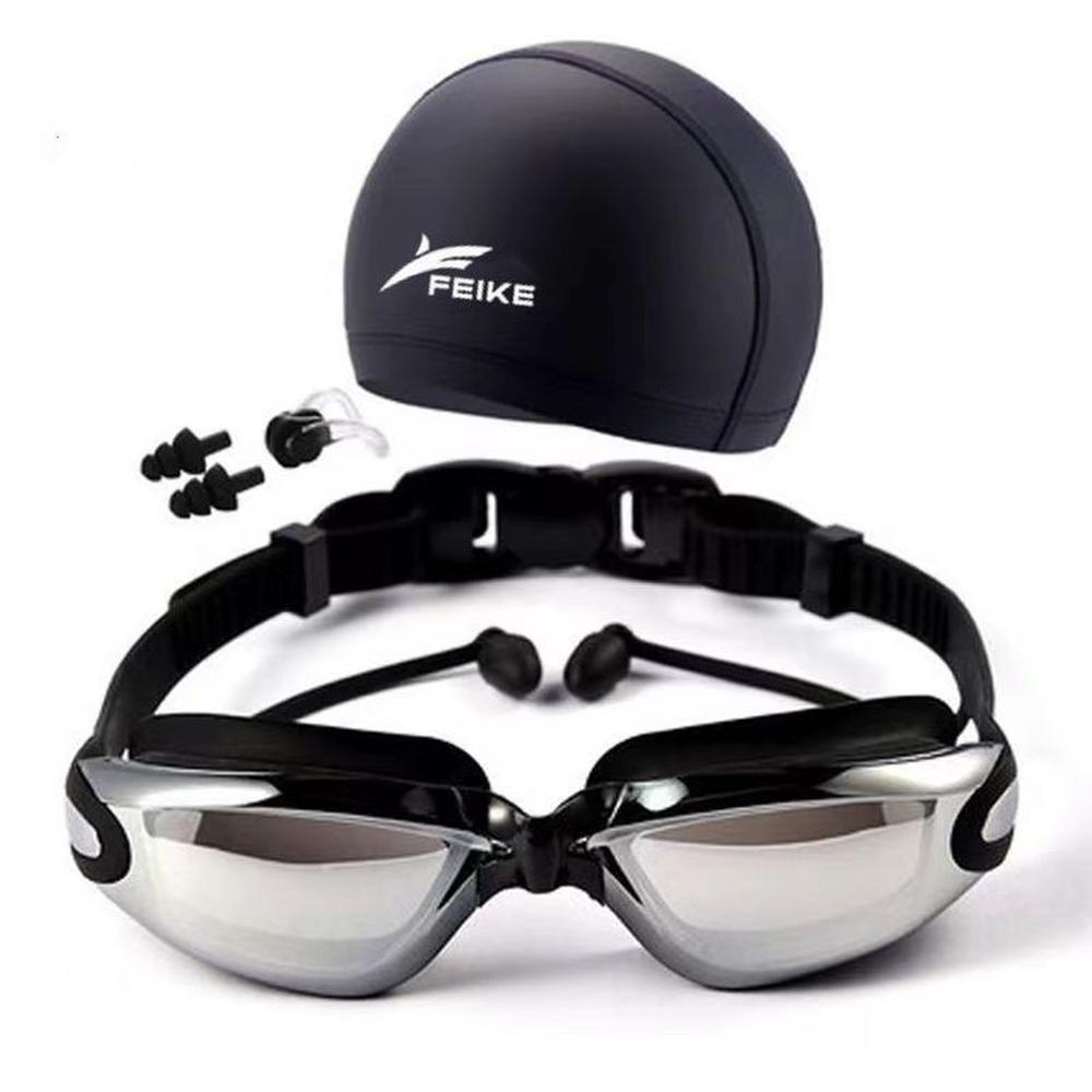 Lentes Natación Negros HD Protección UV con Gorro Lentes Natación Negros HD Protección UV con Gorro