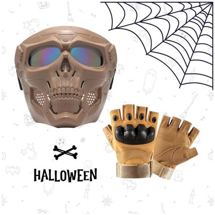 HALLOWEEN GUANTES TÁCTICOS MAS MASCARA CALAVERA MOTOCICLISTA HALLOWEEN GUANTES TÁCTICOS MAS MASCARA CALAVERA MOTOCICLISTA