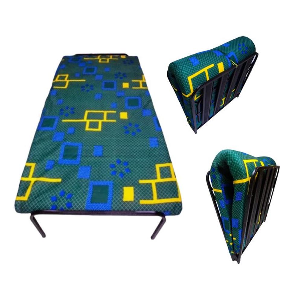 Cama Plegable Modelo Reforzado Nacional con Colchoneta de 4 pulgadas