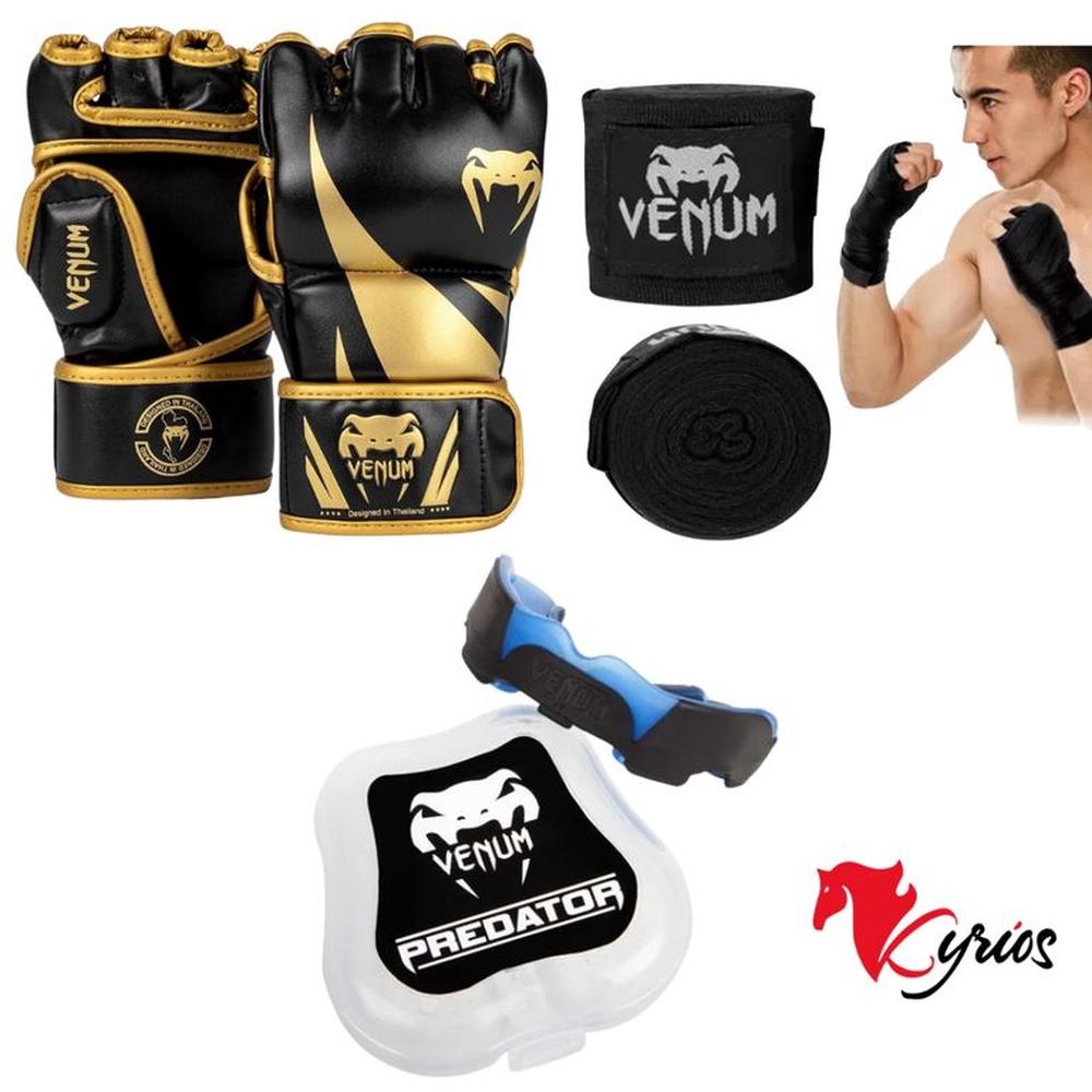 COMBO 3 EN 1 VENUM GUANTES DE MMA TALLA (L)+BUCAL+VENDAS