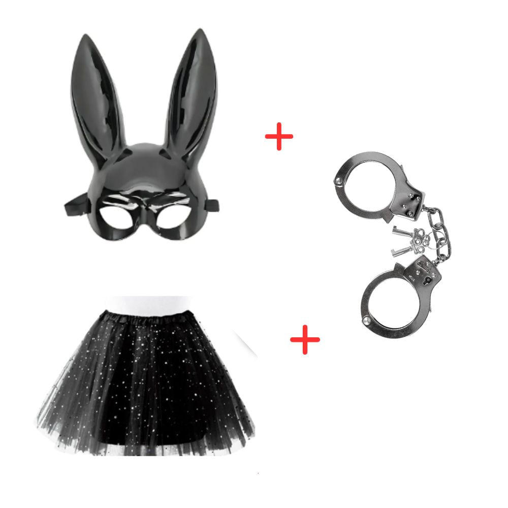 Disfraz Chic Negro Brillante con Accesorios Estándar Disfraz Chic Negro Brillante con Accesorios Estándar