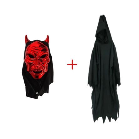 Disfraz Halloween Mascara Diablo con Tunica Talla M Disfraz Halloween Mascara Diablo con Tunica Talla M