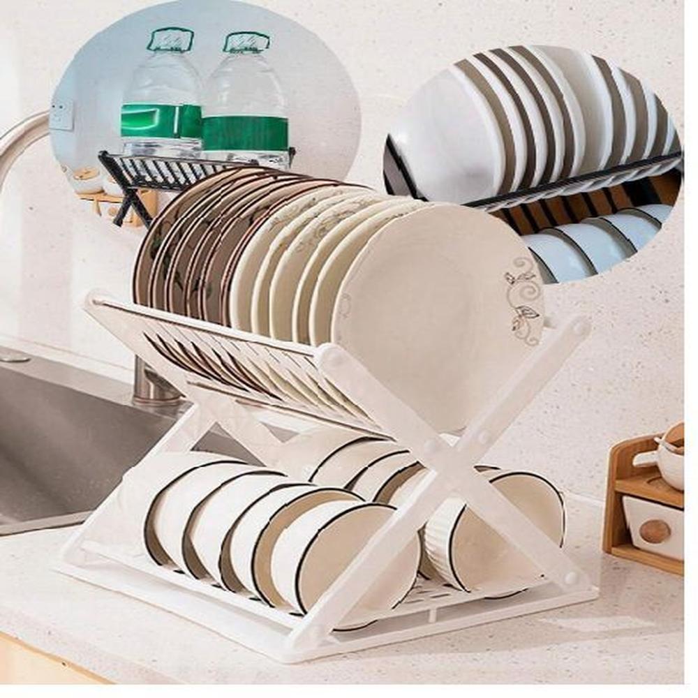 Escurridor De Platos Con Diseño En X Color BLANCO