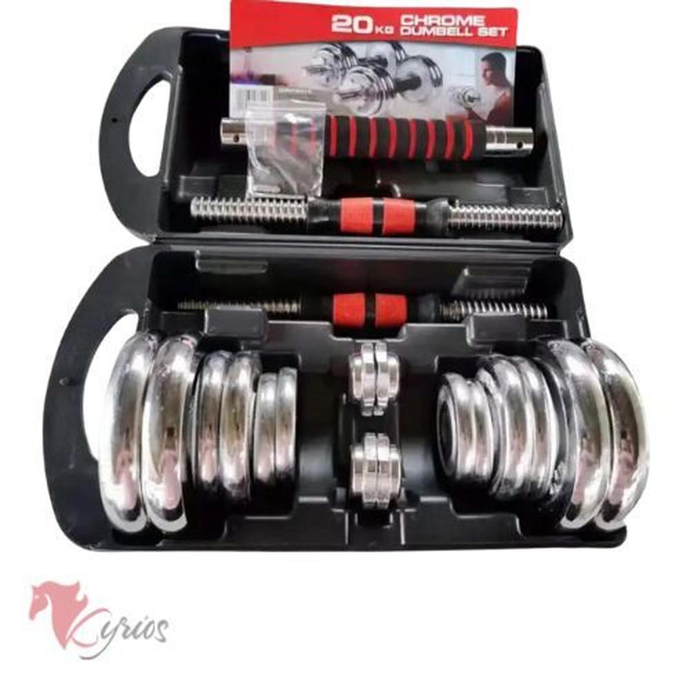 Set De Mancuerna Cromada Acolchada De 20 KG