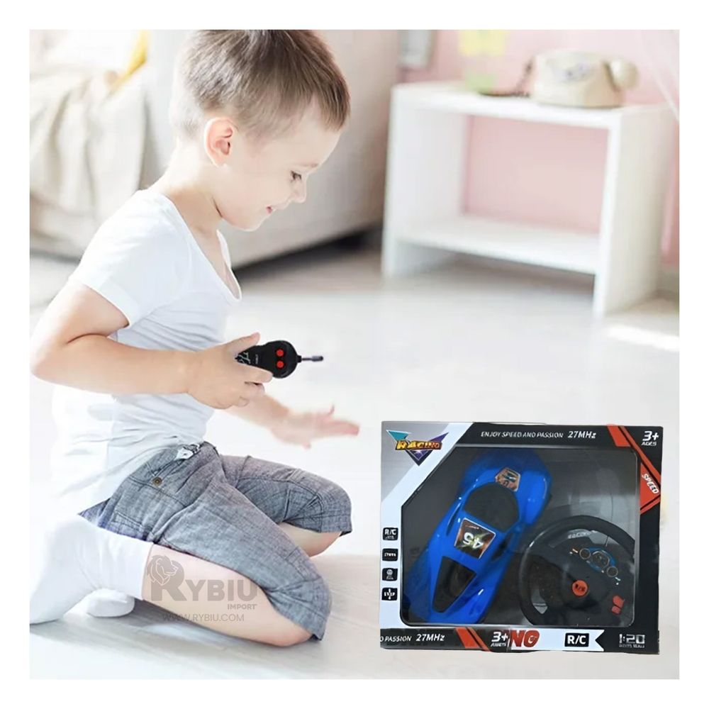 Carrito Divertido para Niños de Color Azul Y+Papel de Regalo Carrito Divertido para Niños de Color Azul Y+Papel de Regalo