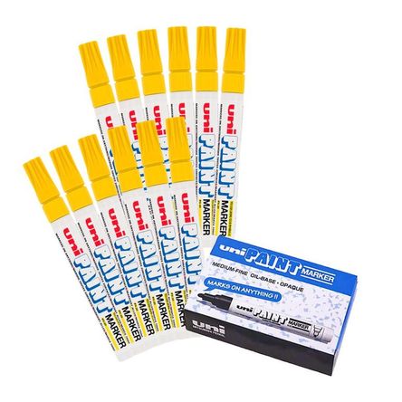 UNI PX-20 Marcador de pintura permanente Amarillo Caja x 12 UNI PX-20 Marcador de pintura permanente Amarillo Caja x 12