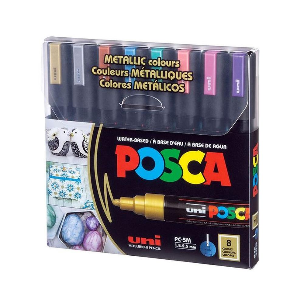 POSCA Pack PC-5M 8C Metallic Color Nueva Presentación X8