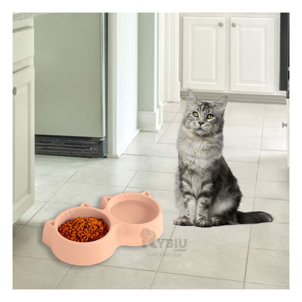 Plato con Doble Compartimiento de Gato en Crema Y+Agendita Plato con Doble Compartimiento de Gato en Crema Y+Agendita