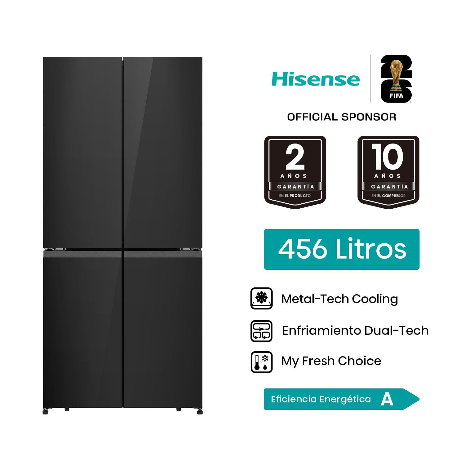 Refrigeradora Hisense French Door 456L RQ5P470NE1A  Gris