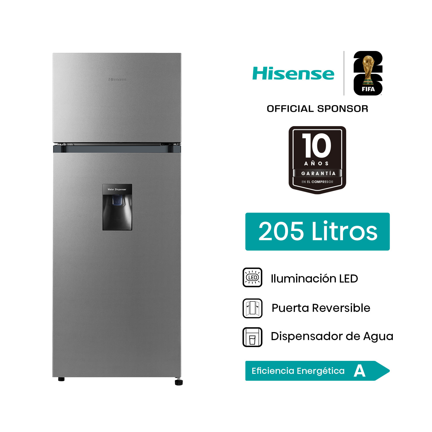 Refrigeradora Hisense Top Mount 205L RD267H Gris