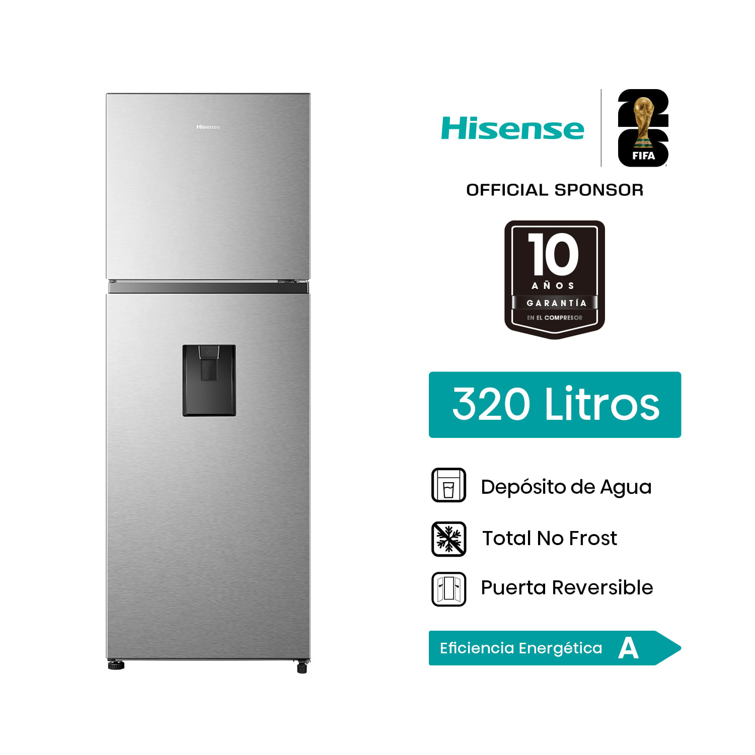 Refrigeradora HISENSE 324 LT No frost RT3N320NMC Top Mount Plata