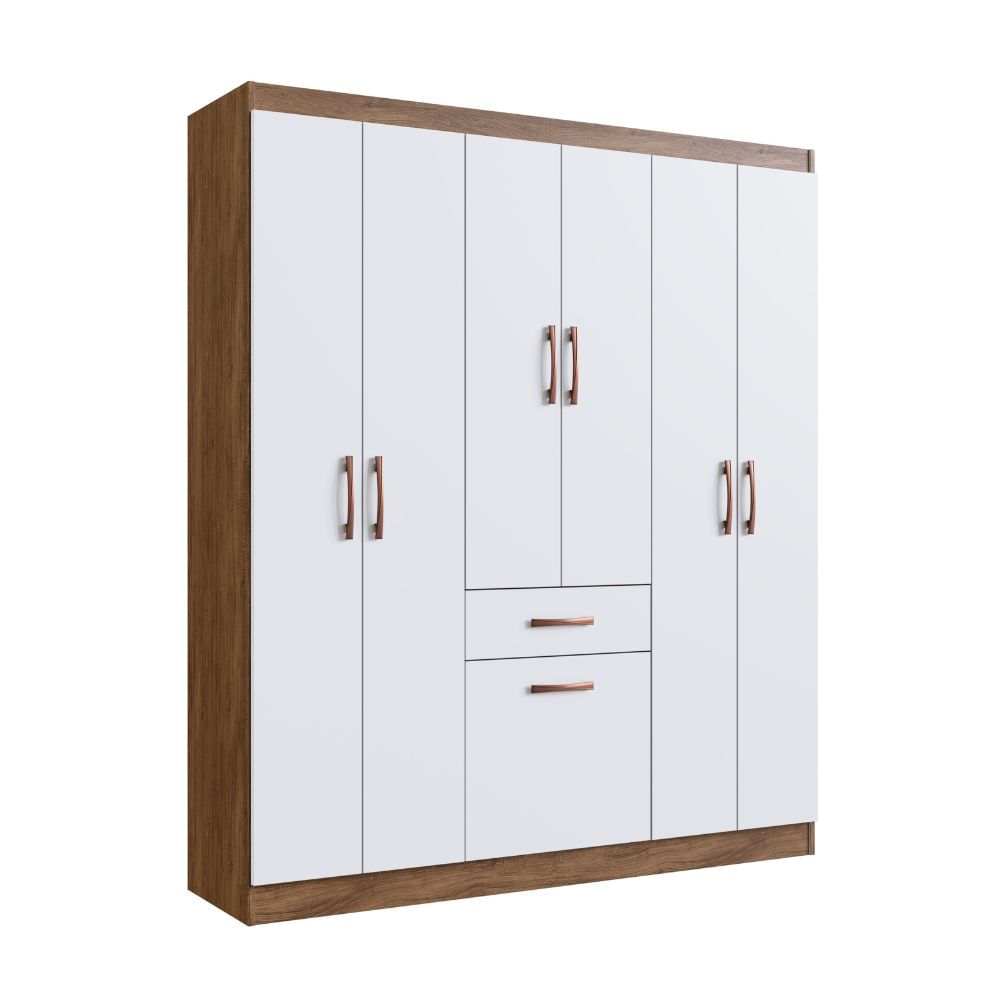 Ropero Florencia 7 Puertas 1 Cajón Blanco/Castaño Doripel