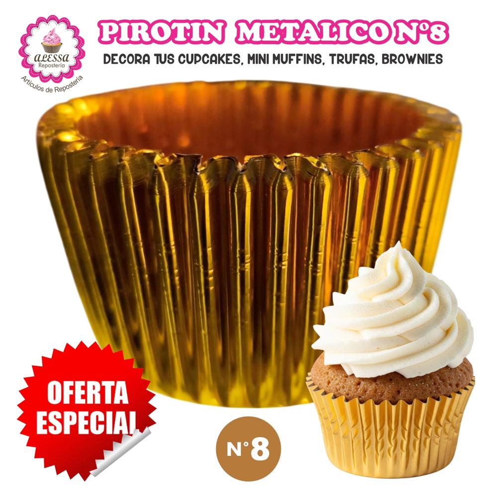 1000 Pirotines Metálicos Dorado para Repostería Número 8
