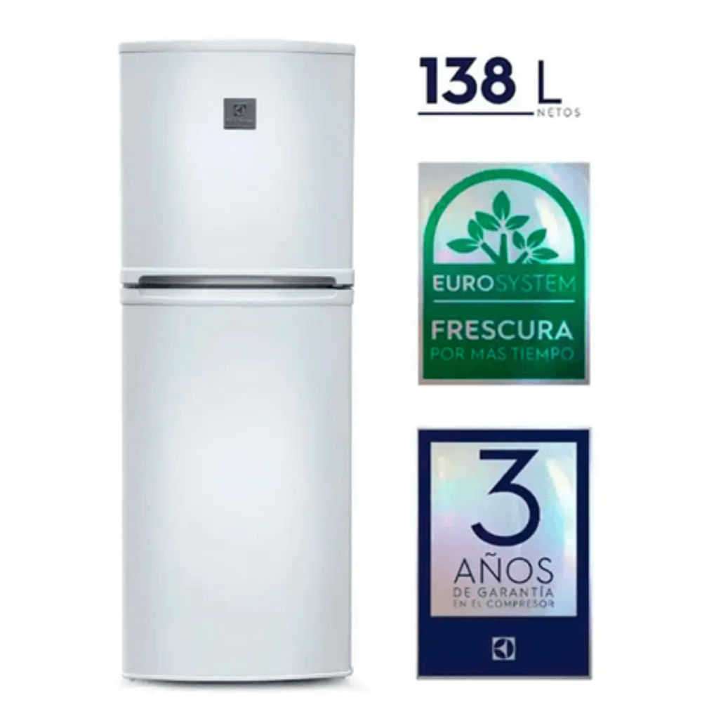 REFRIGERADORA ELECTROLUX TOP MOUNT FROST 138L BLANCO ERT18G2HNW