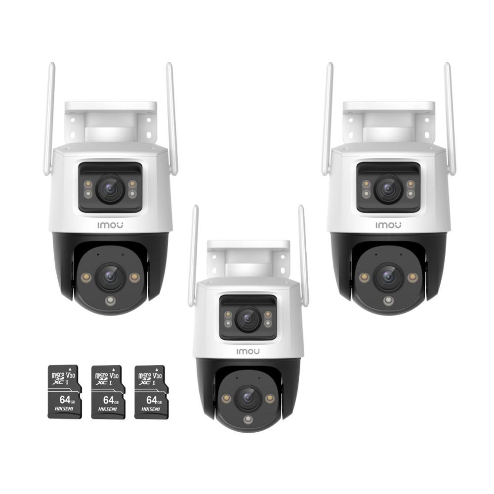 Kit de 3 Cámara Seguridad WiFi Imou Cruiser Dual 8MP + Micro SD 64GB 360° Exterior