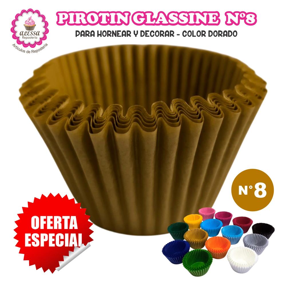 Pirotin a la Grasa Horneable Dorado Número 8 para Repostería 1000 unidades