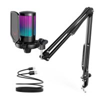 MICROFONO GAMING FIFINE A6T AMPLIGAME-SOPORTE BRAZO-RGB-CONDENSADOR-BLACK