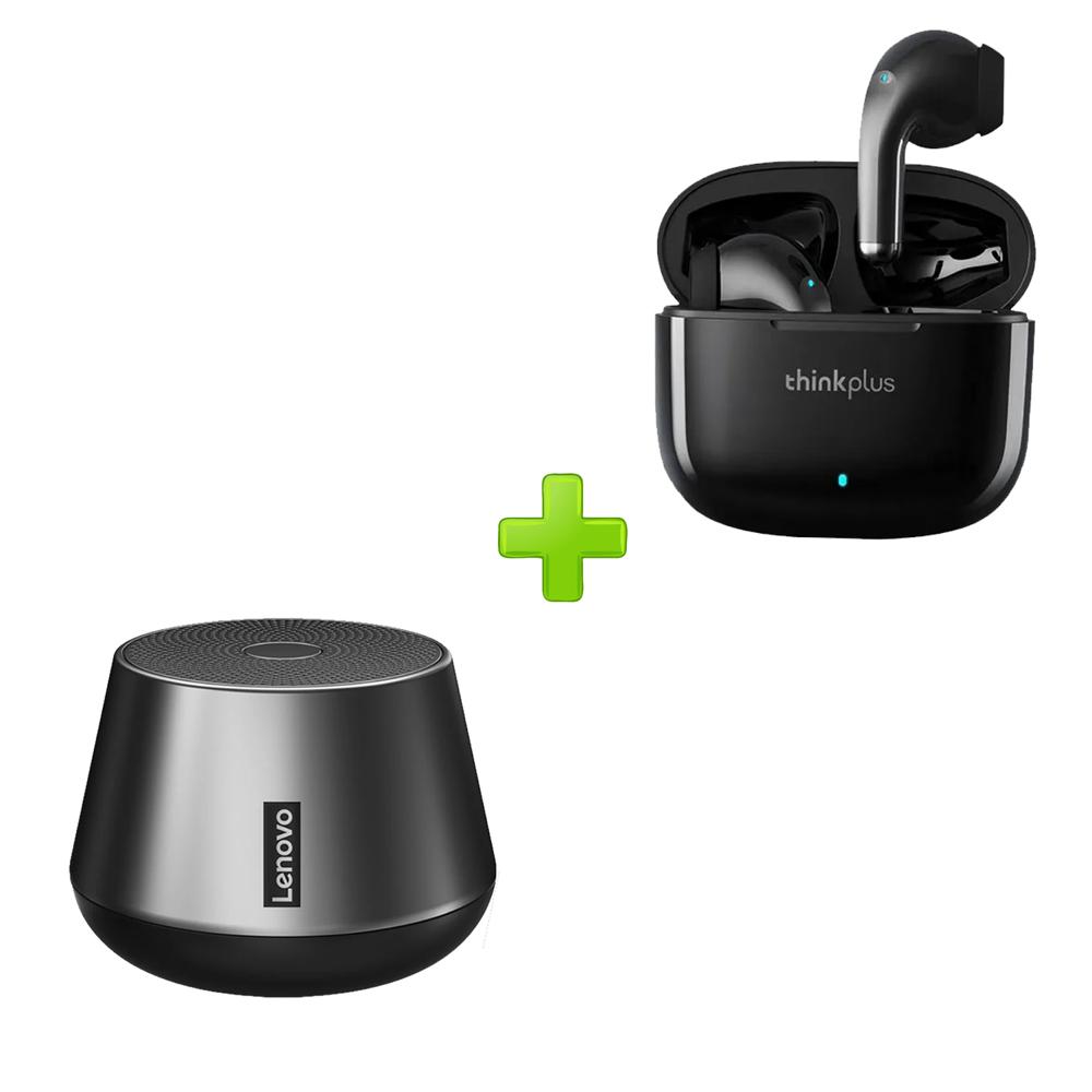 Combo Lenovo audífonos  LP40pro Negro + Parlante Bluetooth k3 Pro