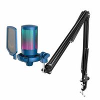 MICROFONO GAMING FIFINE A6T AMPLIGAME-SOPORTE BRAZO-RGB-CONDENSADOR-BLUE