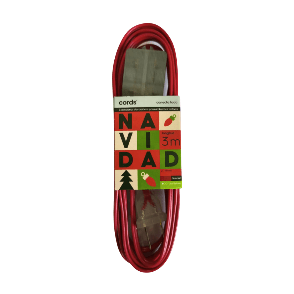 Extension Cube Taps 2x20awg 3m Rojo Navidad Cords