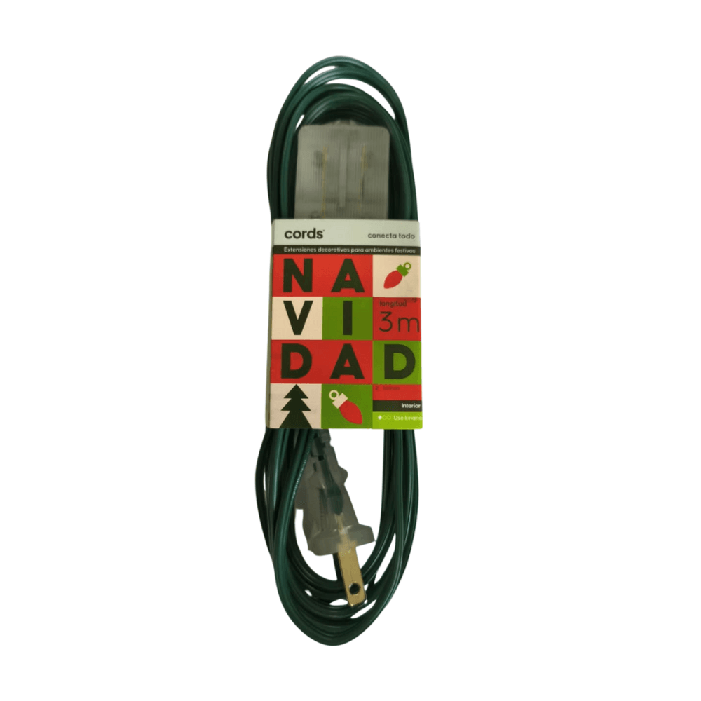 Extension Cube Taps 2x20awg 3m Verde Navidad Cords