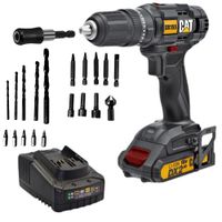 Taladro percutor inalámbrica 55Nm 18V 20 accesorios- maleta cat