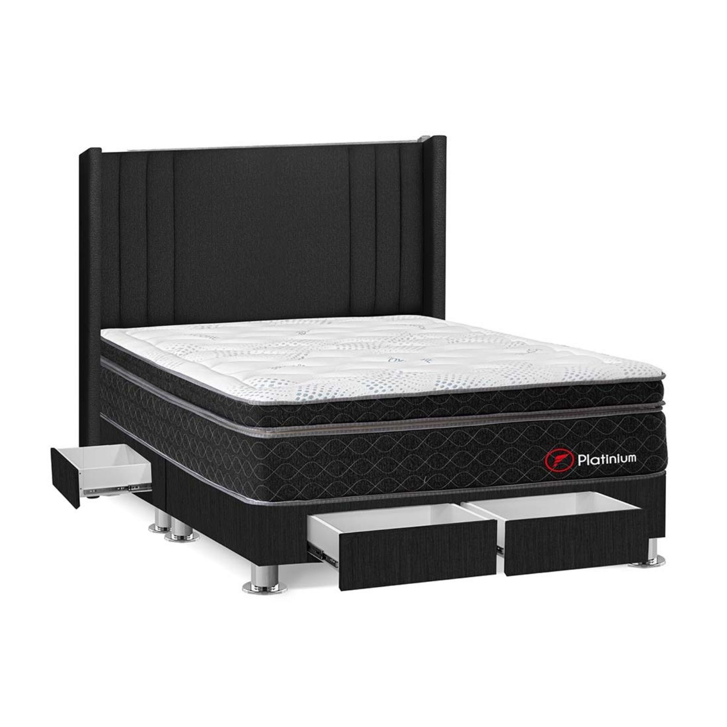 Dormitorio 4 Cajones Gris Platinium Queen Forli