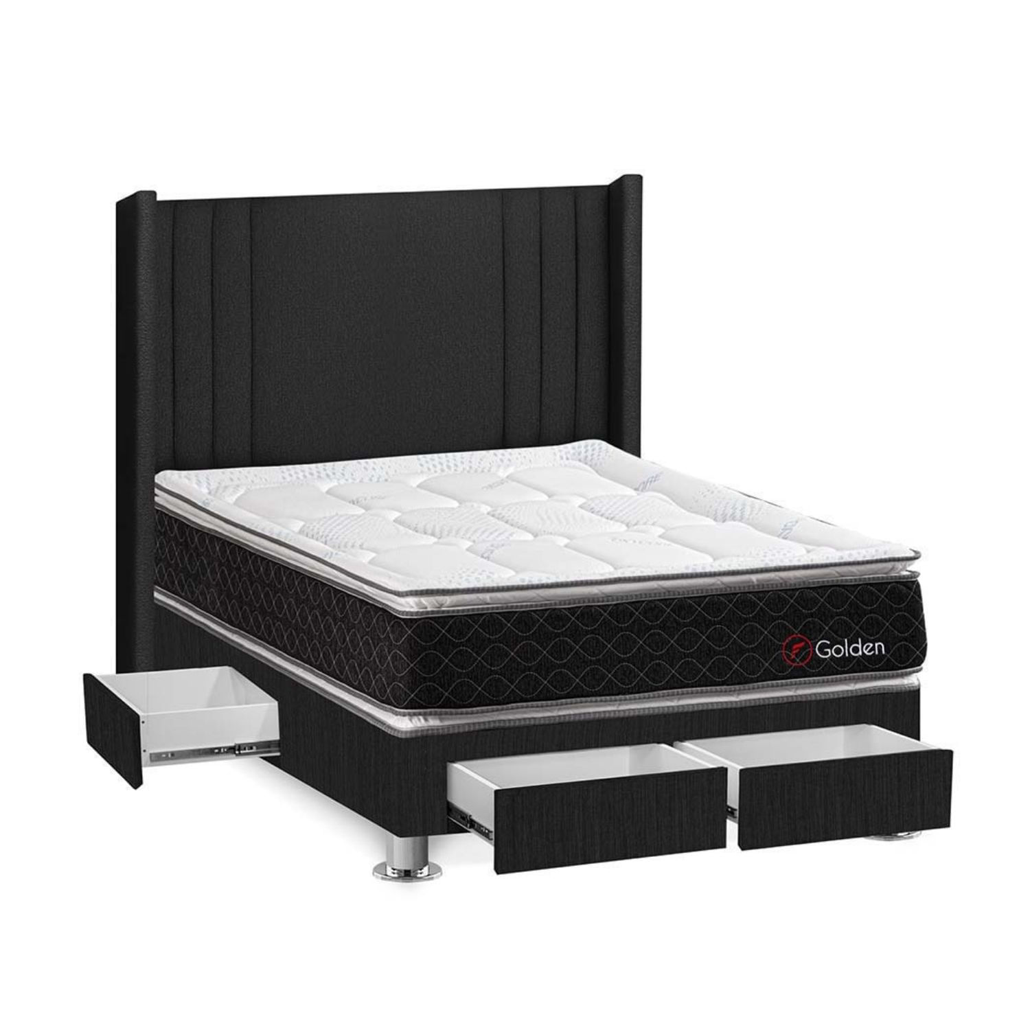 Dormitorio 4 cajones Gris Golden 2 plazas Forli