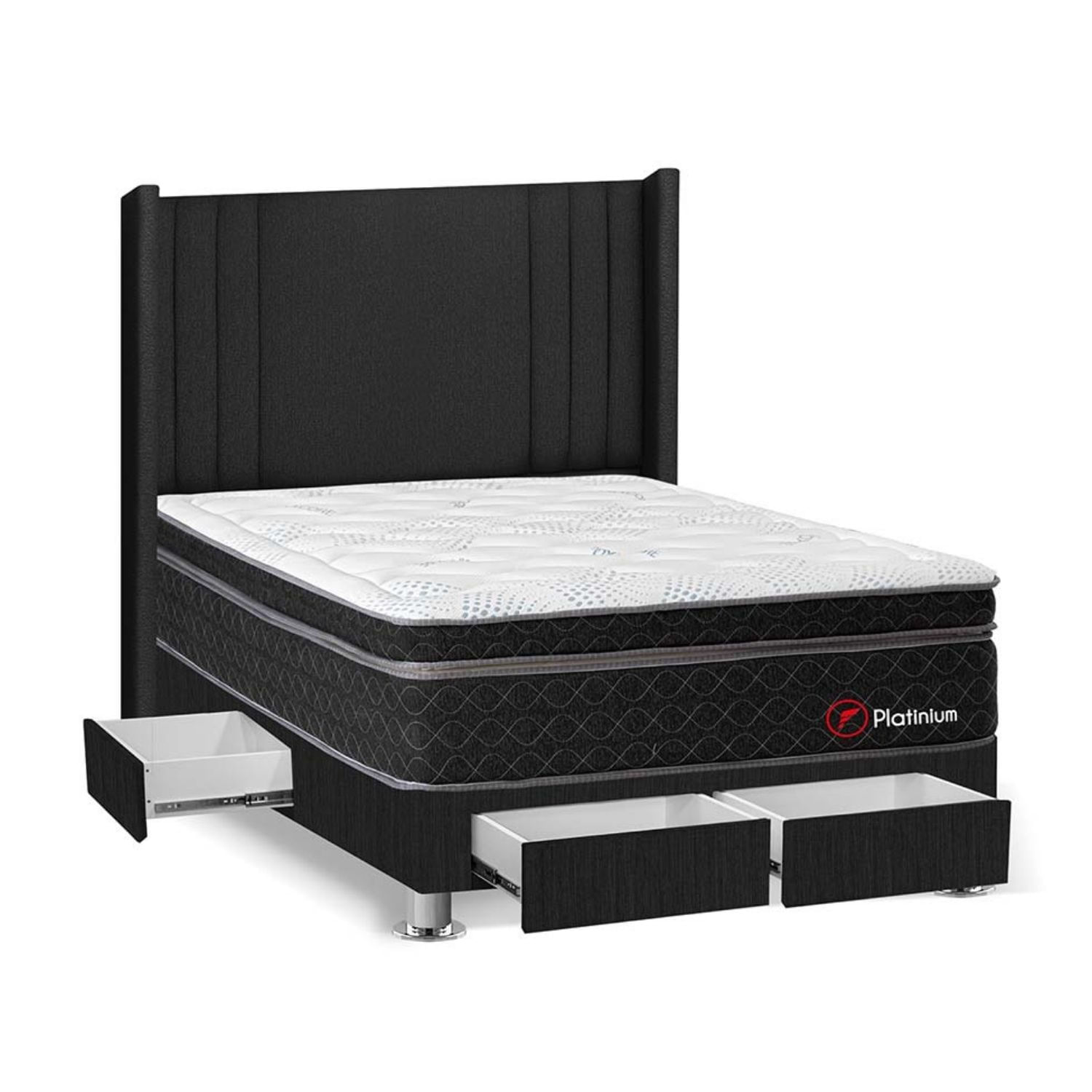 Dormitorio 4 cajones Gris Platinium 2 plazas Forli