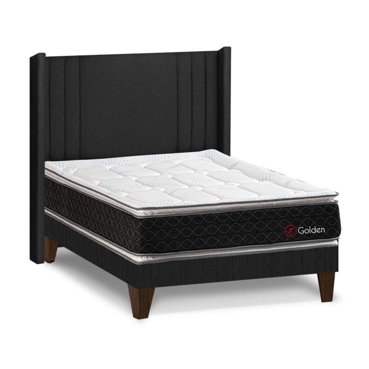 Dormitorio Europeo Golden 2 plazas + Cabecera de Luxe Gris Forli