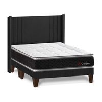 Dormitorio Europeo Golden Queen + Cabecera de Luxe Gris Forli