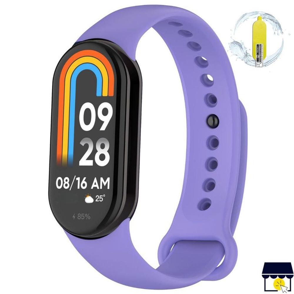Correa de silicona para Xiaomi Mi Band 8 / 9 / 10 + Mica - Lila