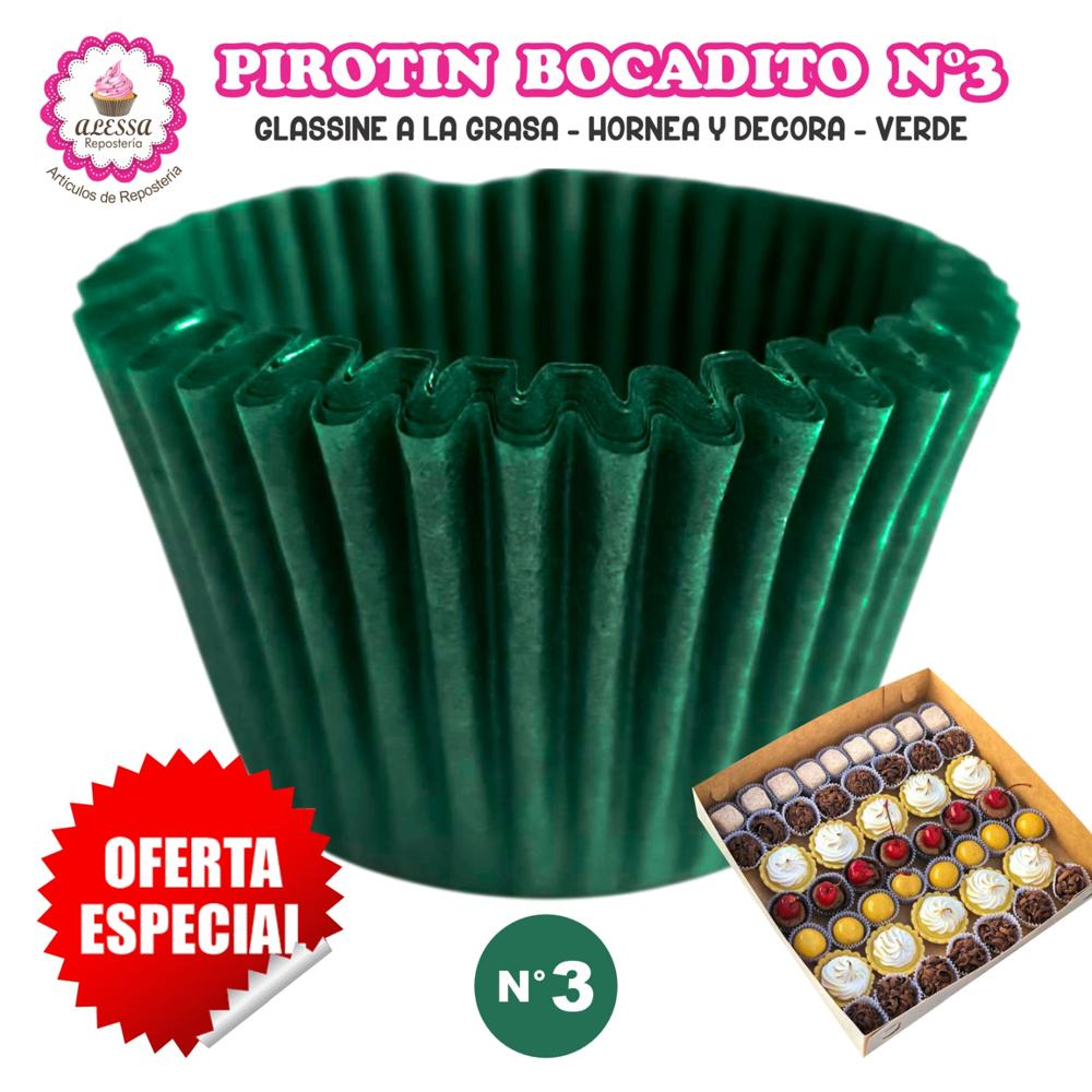 Pirotin Bocadito a la Grasa Horneable Verde Número 3 - 1000 unidades