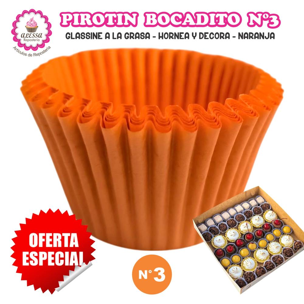 Pirotin Bocadito a la Grasa Horneable Naranja Número 3 - 1000 unidades