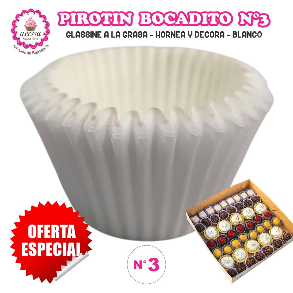 Pirotin Bocadito a la Grasa Horneable Blanco Número 3 - 1000 unidades