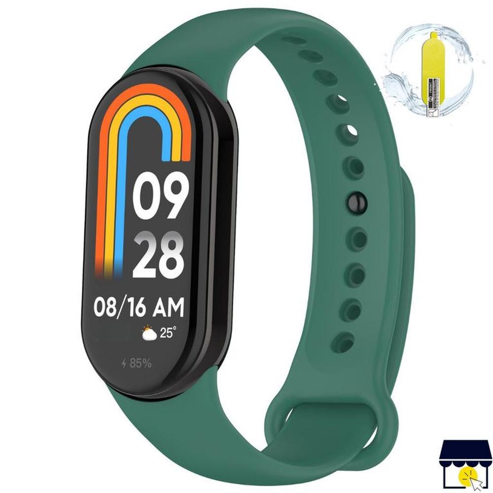 Correa de silicona para Xiaomi Mi Band 8 / 9 / 10 + Mica - Verde